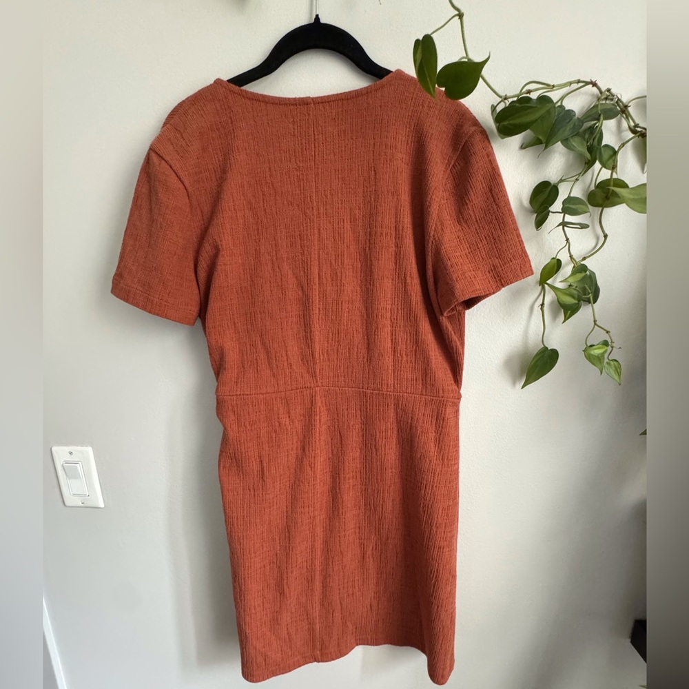 Madewell Texture & Thread Wrap Dress, Rust Orange - Picture 3 of 4